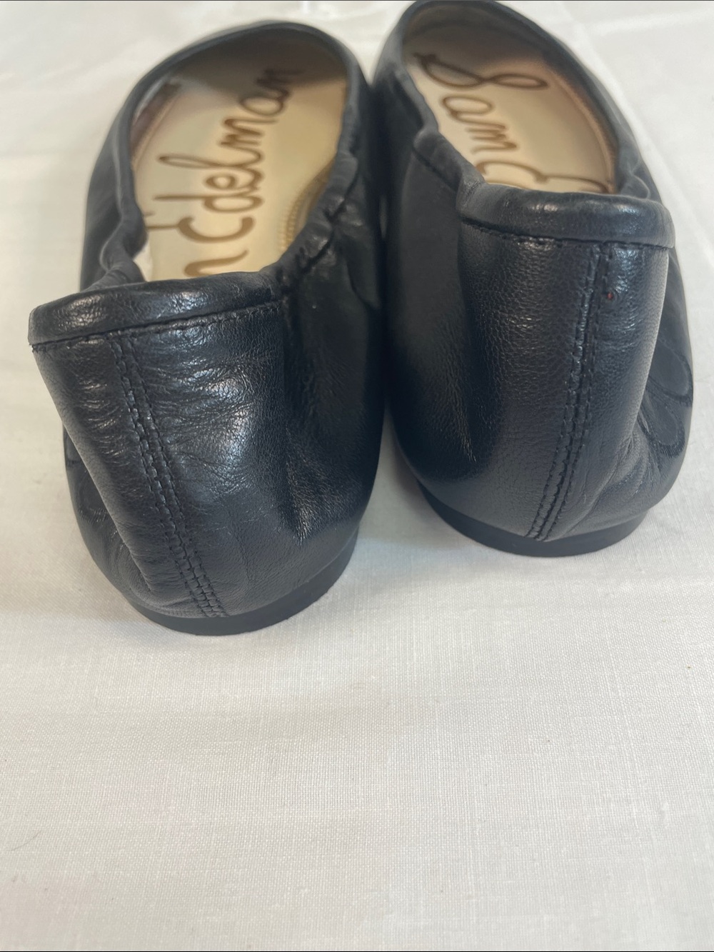 Sam Edelman Black Leather Slip-On Ballet Flats - Picture 3 of 6